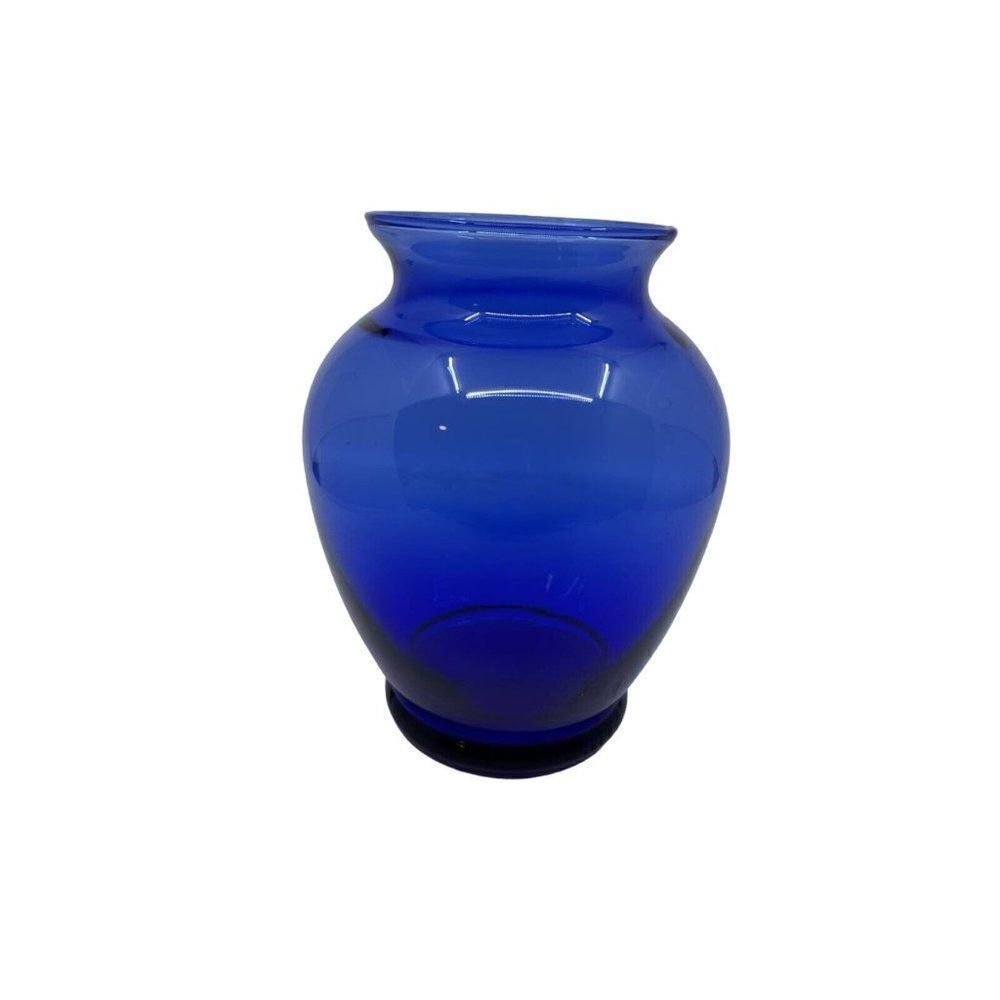 Unbranded Cobalt Blue Glass Vase Home Decor 6"‎ Blue Excellent Bulbous Pedestal